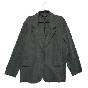 Talbots Boiled Wool Blazer Jacket NWT Women's Sz 24W Gray Timeless Quiet Luxury